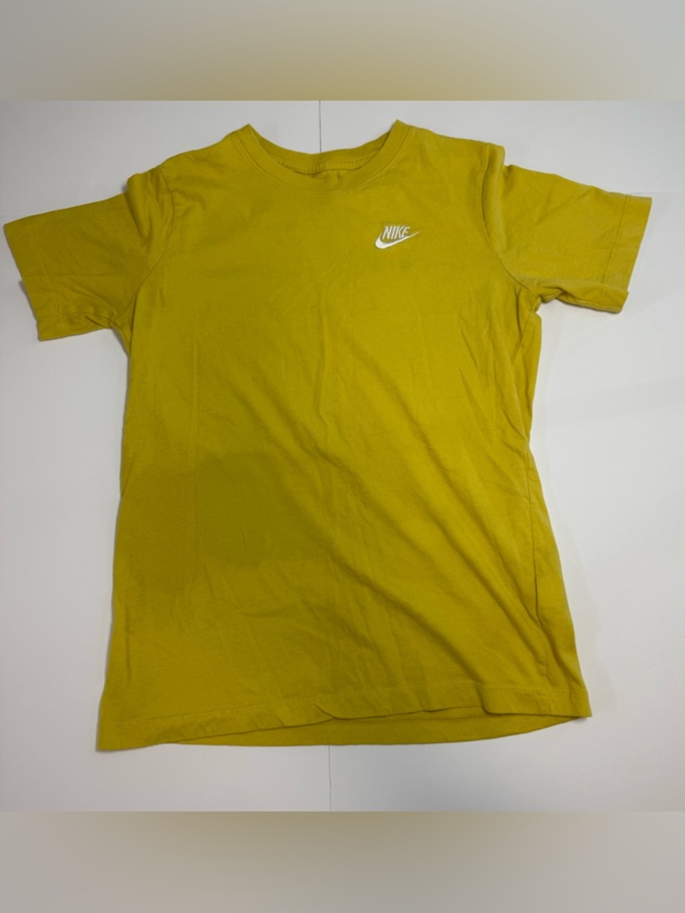 Nike Yellow Crew Tee with White Swoosh Logo kids size XL